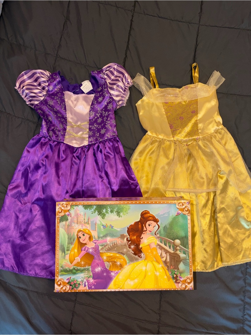 Disney Princess Dress-Up Bundle 2 Dresses + Storage Box– Good Used size 4-6X